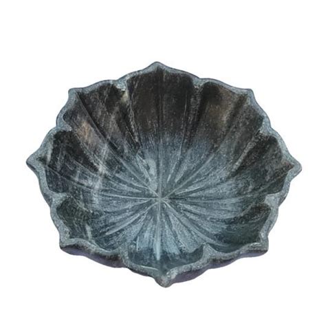 Hand-Carved Grey Marble Lotus Bowl | Vintage Decorative Stone Bowl ...