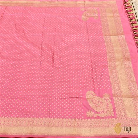 Gajri Pink Pure Silk Georgette Banarasi Handloom Dupatta - Tilfi