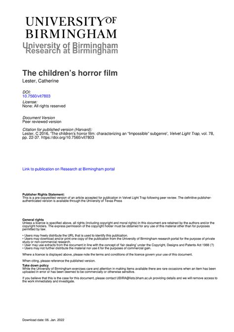 The Children s Horror Film for PURE - University of Birmingham The ...