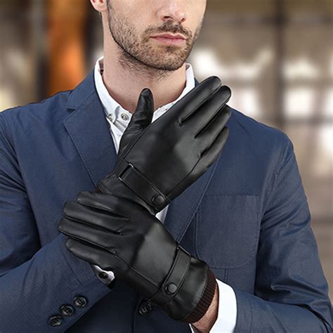Mens leather gloves with strap online
