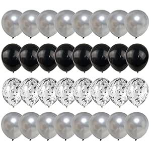 KIRIKOU 138pcs Silver and Black Balloon Garland Arch Kit 18" 12" 10" 5 ...