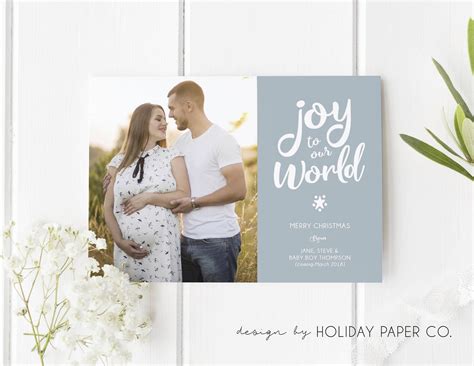 Pregnancy Announcement Christmas Card Photo Joy to Our World - Etsy