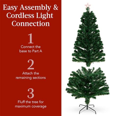 Best Choice Products 7ft Pre-Lit Fiber Optic Artificial Pine Christmas ...
