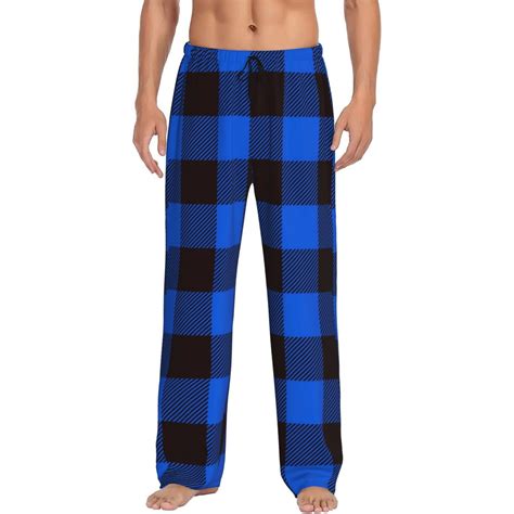 Junzan Men'S Pajama Pants Buffalo Plaid Blue Black Sleepwear Pants Pj ...