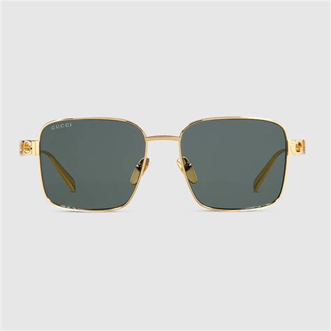 Square frame sunglasses in light gold | GUCCI® US