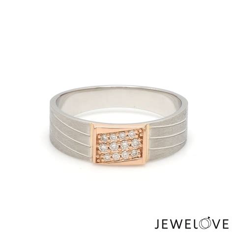 Jewelove™ Rings Parallel Paths Platinum Couple Rings with Rose Gold ...