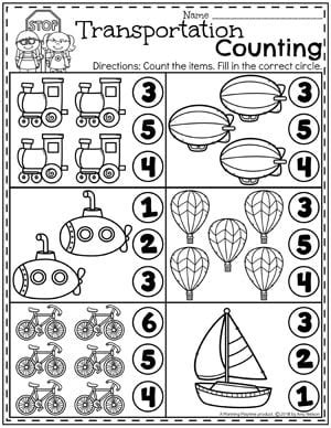 Transportation Counting Worksheet 的图像结果