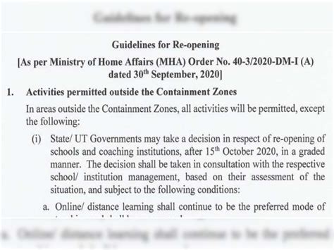 mha has released guidelines related to reopening of schools and ...