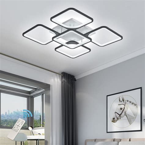 Buy Siittoo Modern LED Ceiling Light, Dimmable 5 Heads Squares Ceiling ...