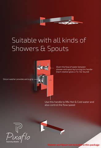 PIXAFLO Brass Single Lever 3 Inlet / 5 Way Diverter with Exposed Parts ...