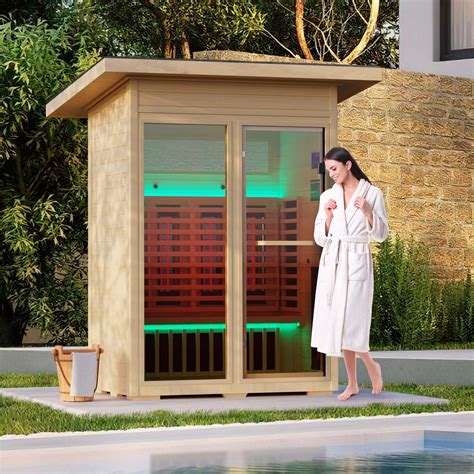 Amazon.com : ZONEMEL Far Infrared 2 Person Wooden Sauna Room with ...