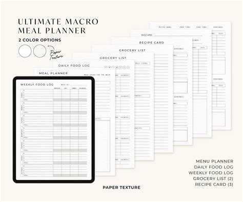 Ultimate Macro Meal Planner Digital Template, Weekly Menu Planner ...