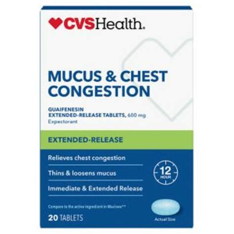 CVS Health Mucus & Chest Congestion Guaifenesin 600 Mg Expectorant ...