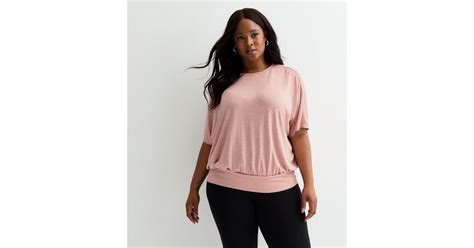 Curves Pale Pink Batwing Sleeve T-Shirt | New Look