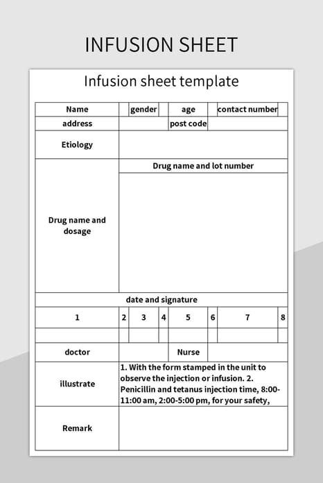 Infusion Sheet Excel Template And Google Sheets File For Free Download ...