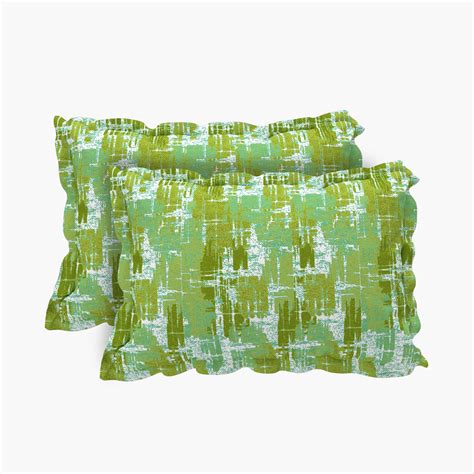 Buy SPACES Miami Green Geometric Print Cotton Pillow Covers- 68x43cm ...