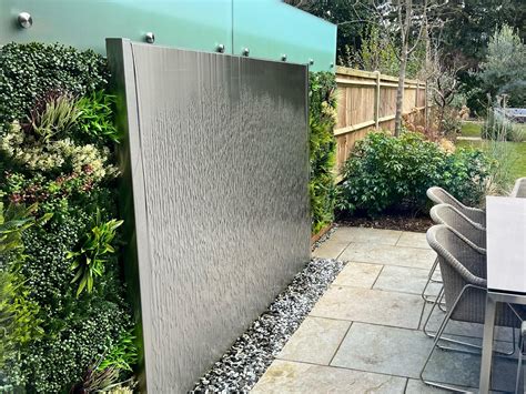 brushed finish stainless steel water wall