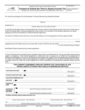 IRS Form 921 Consent - Blank Fillable Template | Fill Out, Print ...