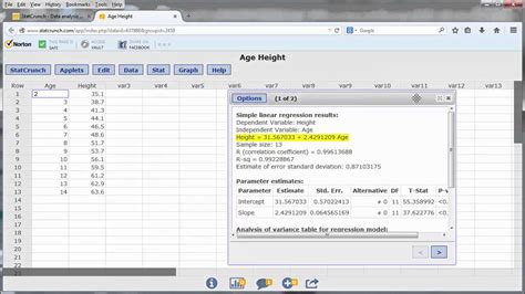 Image result for Regression StatCrunch