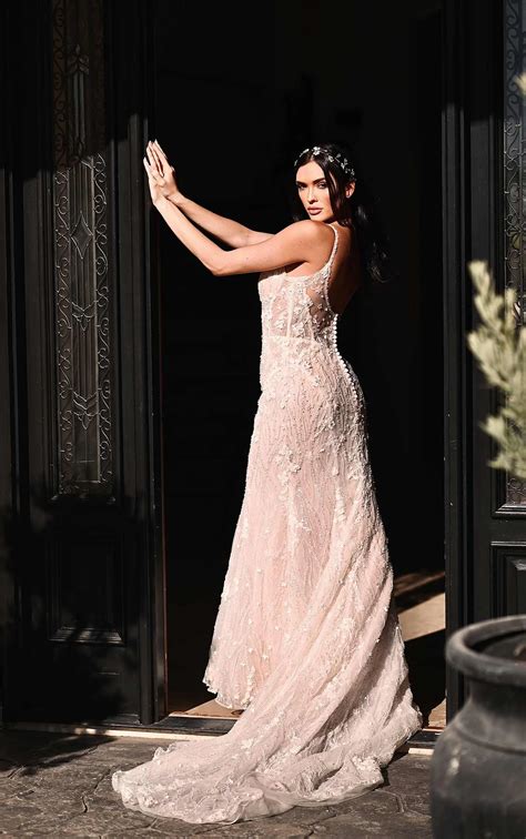 SHEATH WEDDING DRESS with Spaghetti Straps | Martina Liana