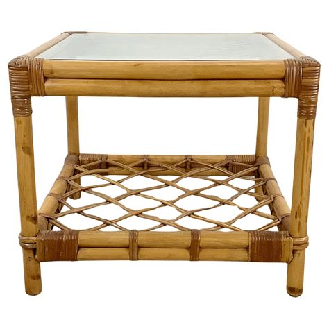 Ficks Reed Bamboo Rattan End Table For Sale at 1stDibs