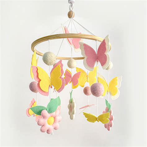 Fluttering Butterflies Baby Girl Handmade Musical Baby Felt Cot Mobile ...