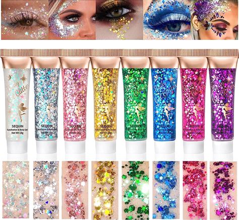 HUDAMOJI 6 Color Body Glitter Gel Mermaid Face Chunky Glitter Sequins ...