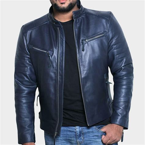 Blue Leather Jackets For Men