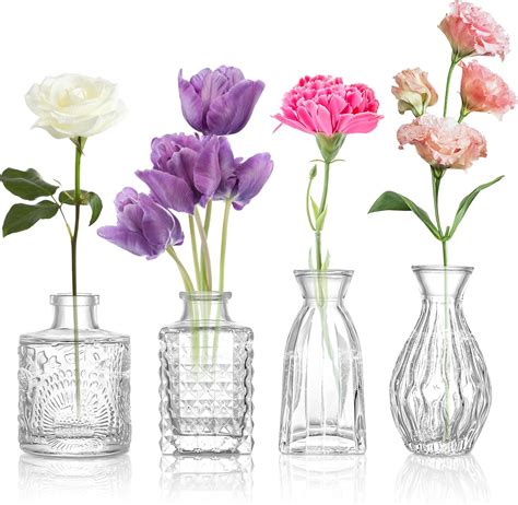 Amazon.com: ODDMUCK Glass Bud Vase Clear Bud Vases Set of 4 for ...