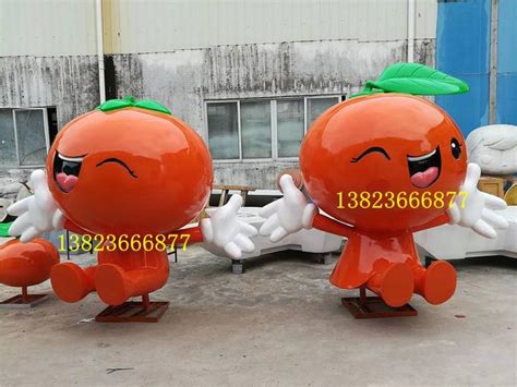 农业旅游小镇玻璃钢橘子有着特色的水果展示_名妍雕塑公司-站酷ZCOOL