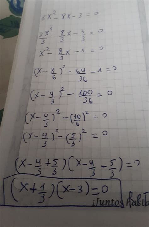 Factorizar (3x^{2}-8x-3) - Brainly.lat