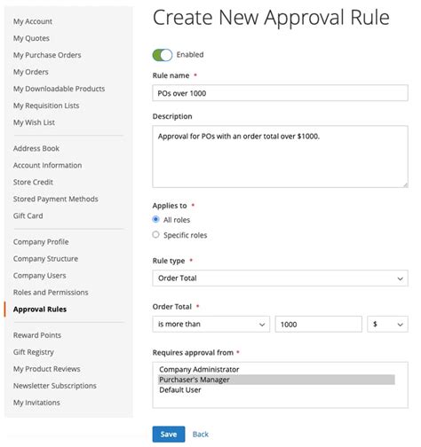 Purchase order approval rules | Adobe Commerce