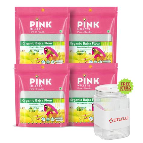 Organic Bajra Flour - Combo Pack of 4 with Free 750ML Steelo Jar ...