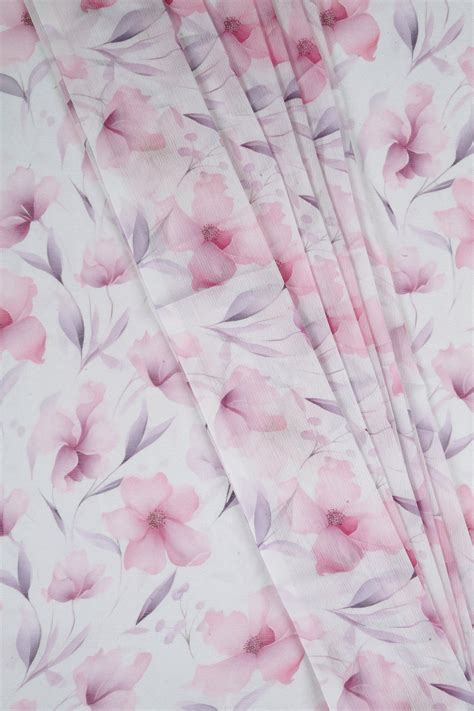 Teejh Pink Cascade Digital Print Chiffon Saree
