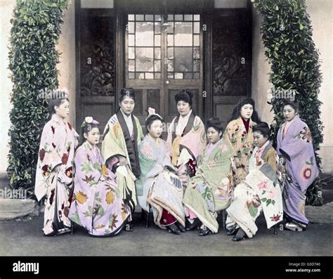 Group of prostitutes, Japan, circa 1880s Stock Photo - Alamy