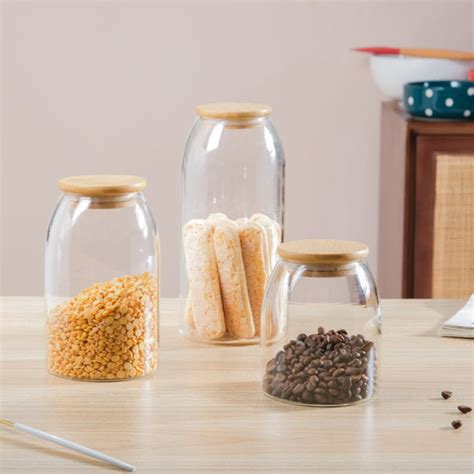 Transparent Glass Airtight Jar With Lid Large 1 L Online - Premium ...