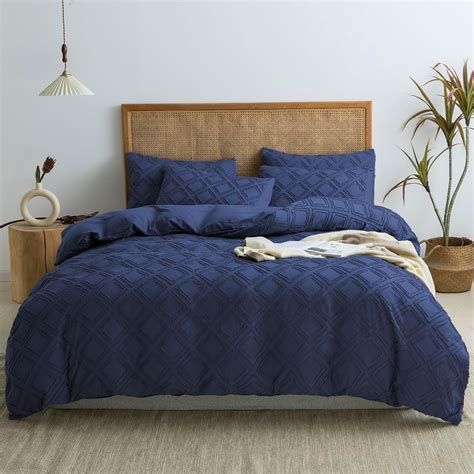 Amazon.com: JELLYMONI Navy Blue Duvet Cover Queen Size - 3 PCS ...