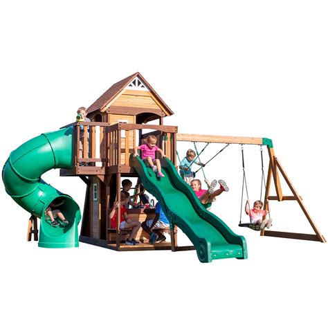 Buy Backyard Discovery, Cedar Cove Wood Swing Set, Playground Fort ...