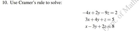 Solve this problem using Use Cramer’s rule to solve - Brainly.in