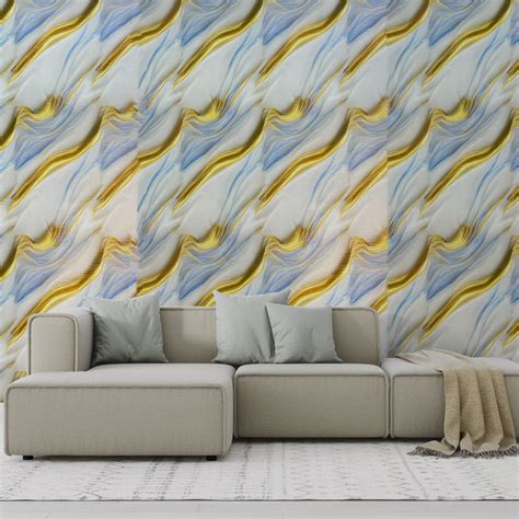 Elegant Blue & Gold Flow Design | Premium UV Roll | Peel & Stick | 4 x ...