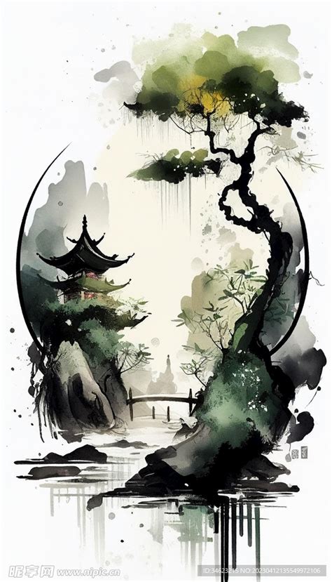 中國水墨畫 Ai 的图像结果