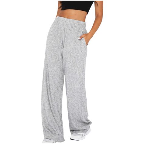 yievot Women Lounge Pants Casual Ribbed Knit Elastic Waist Loose Sleep ...