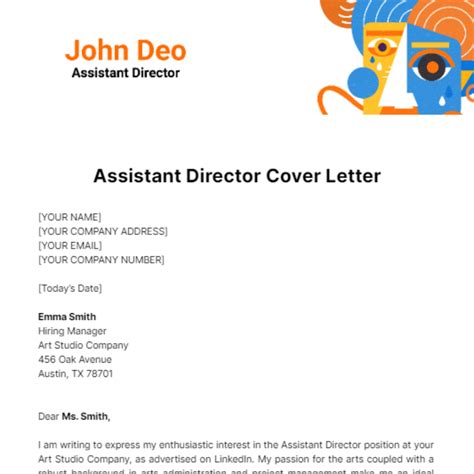 Free Assistant Director Cover Letter Template to Edit Online