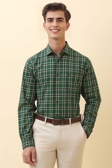 Buy Men Green Check Full Sleeves Formal Shirt Online - 40005875 | Allen ...