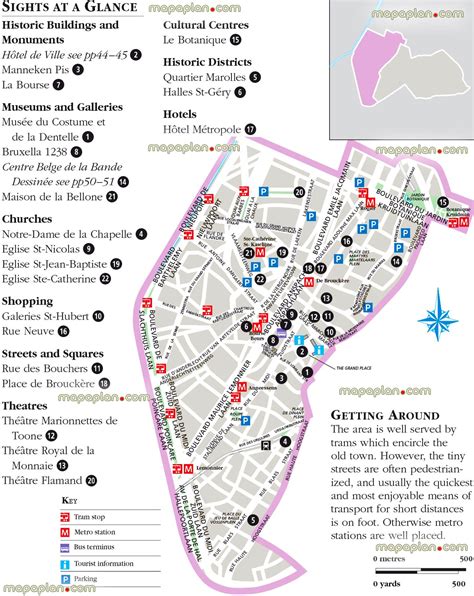 Brussels top tourist attractions map - Brussels, Belgium Lower Town city center free printable ...