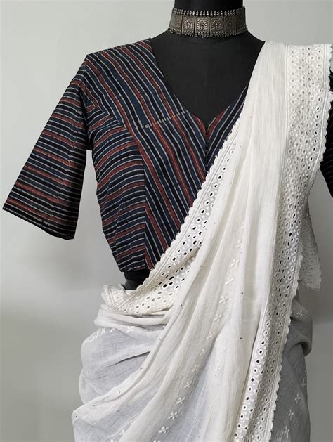 Buy Ajrakh Stripes Blouse | Designer Blouses – Godhuli