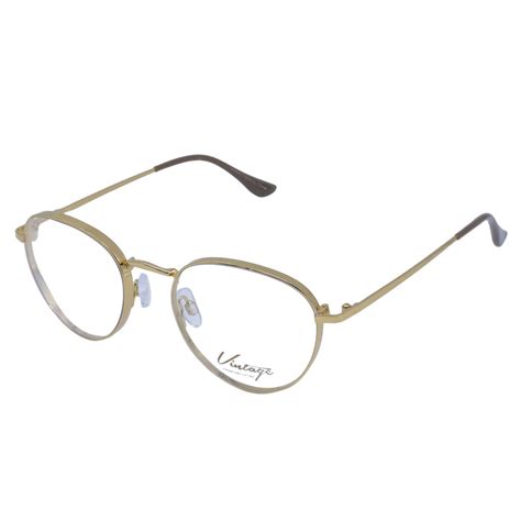 Vintage Gold Frame Poly Carbonate Clear Lens Full Rim | Spectacle ...