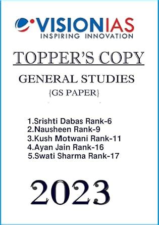 Vision IAS Topper's Rank 1 to 5 GS Test Copy in English for Mains 2024 ...