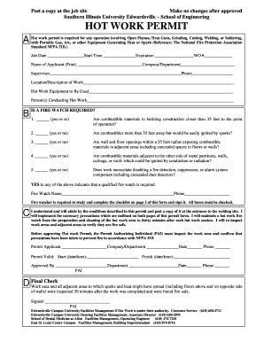 Osha Hot Work Permit Form Pdf - Fill Online, Printable, Fillable, Blank ...