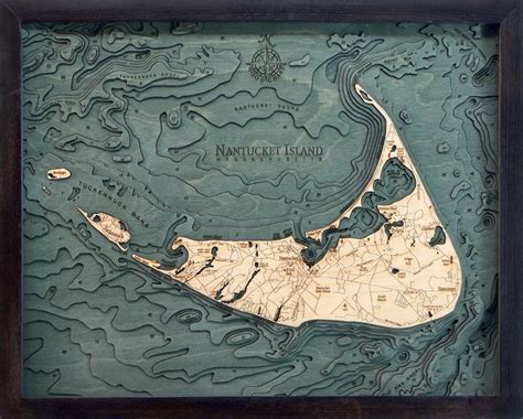 Bathymetric Map Nantucket Island, Massachusetts - Scrimshaw Gallery